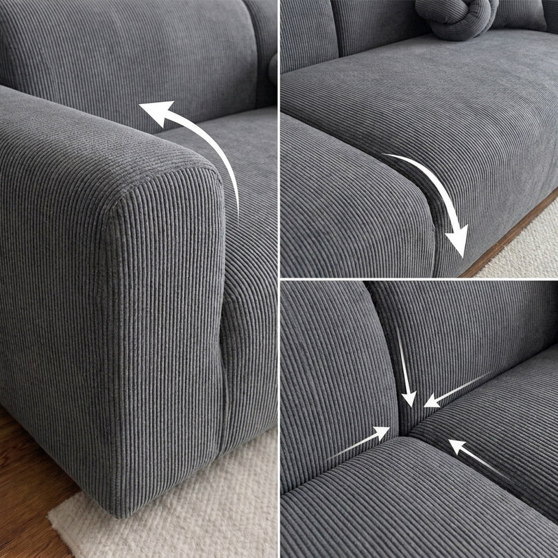 Sofahusse aus Elastischem Cord für Sitzfläche und Lehnen