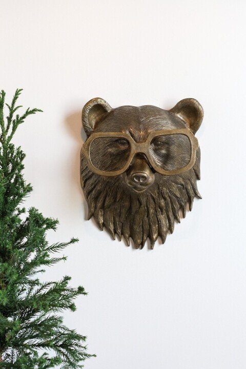 Tierkopf-Wanddeko aus Kunstharz mit Verspielten Details