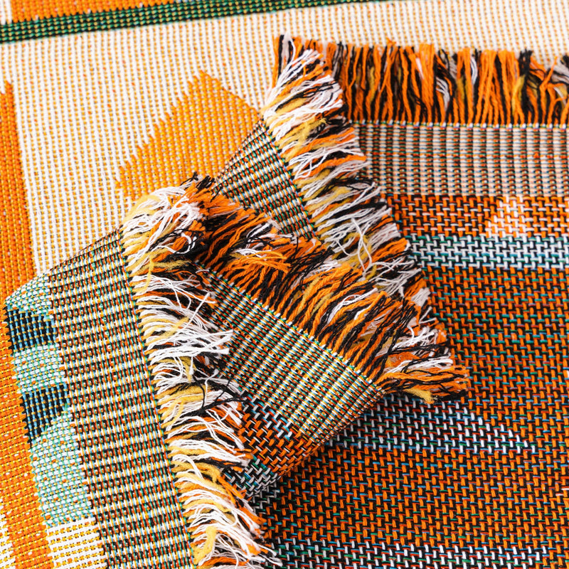 Sofaüberwurf aus Chenille mit Geometrischem Muster und Fransen