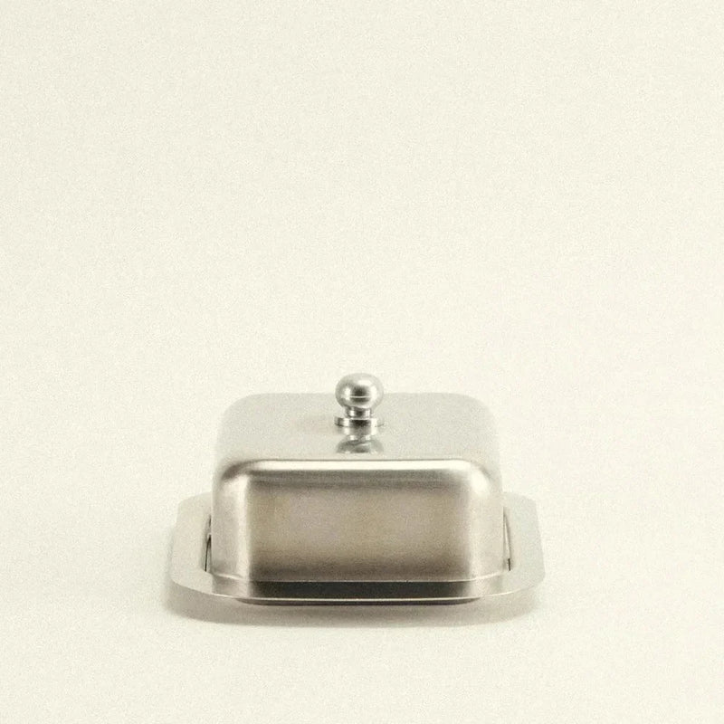 Butterdose aus Edelstahl mit Deckel im Klassischen Design