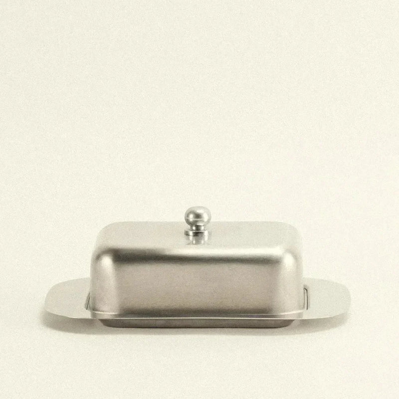 Butterdose aus Edelstahl mit Deckel im Klassischen Design