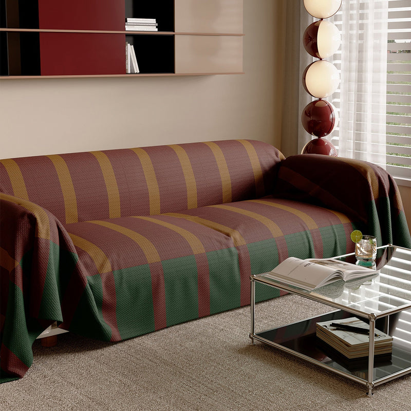 Sofaüberwurf mit Breiten Blockstreifen im Memphis-Stil