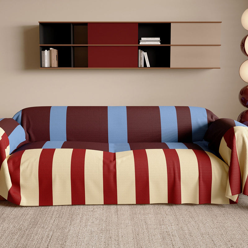 Sofaüberwurf mit Breiten Blockstreifen im Memphis-Stil