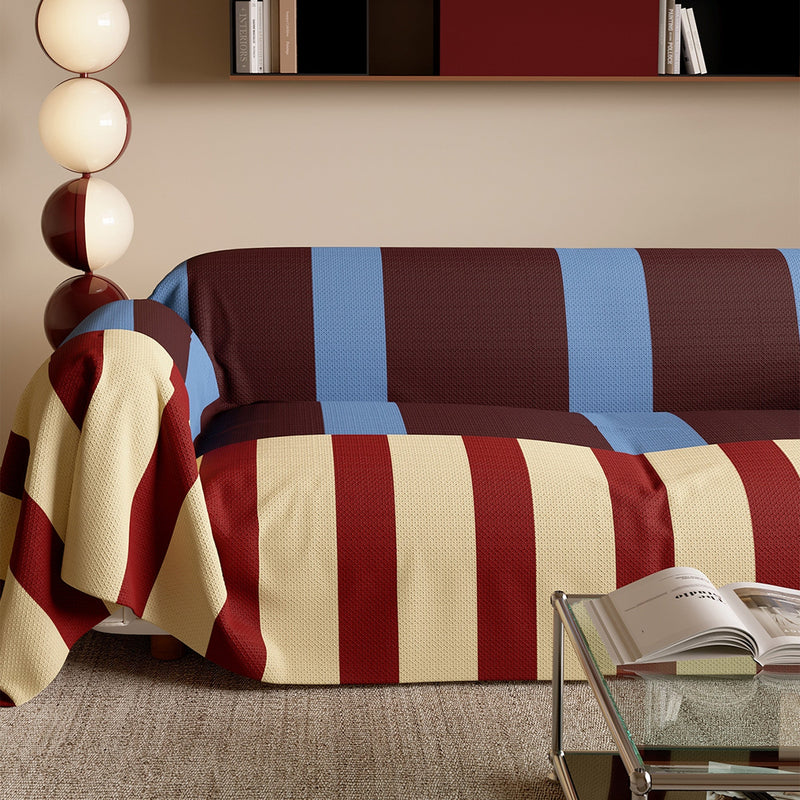 Sofaüberwurf mit Breiten Blockstreifen im Memphis-Stil