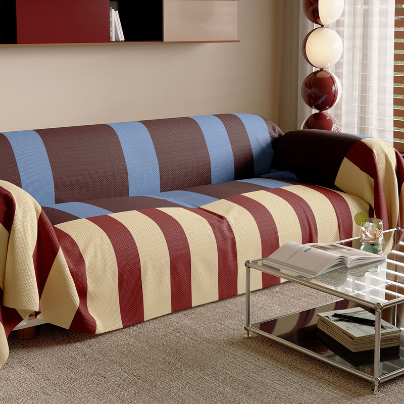 Sofaüberwurf mit Breiten Blockstreifen im Memphis-Stil
