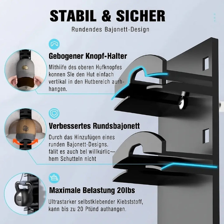 Cap-Wandhalter aus Kunststoff für Übersichtliche Aufbewahrung