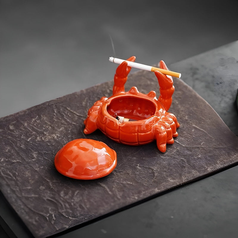Keramik-Aschenbecher in Krabbenform mit Abnehmbarem Deckel