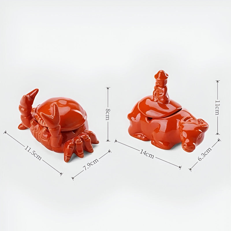 Keramik-Aschenbecher in Krabbenform mit Abnehmbarem Deckel