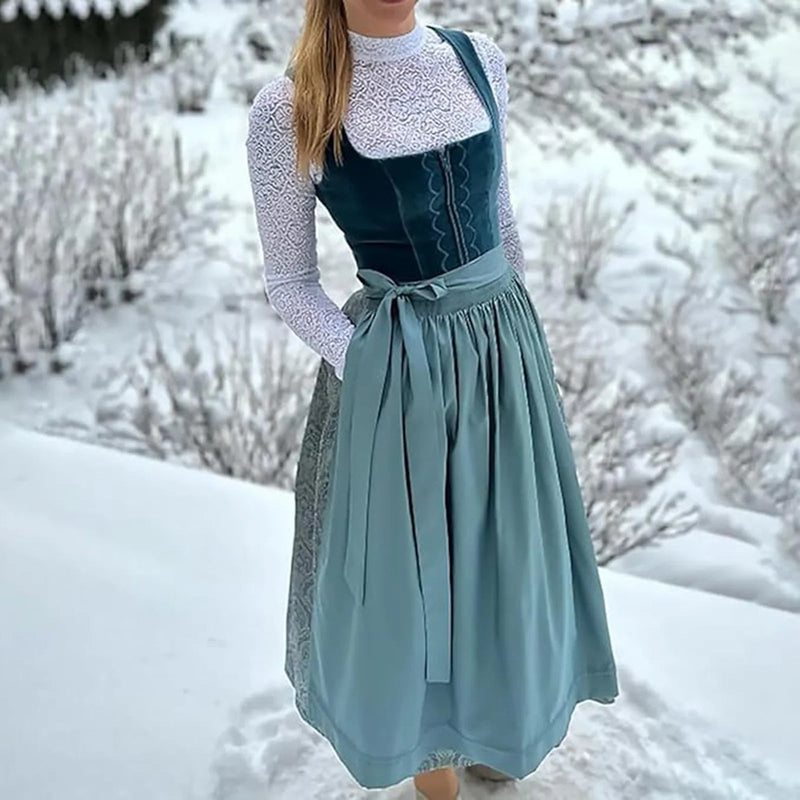 Dirndl mit Samtoptik und Vorderem Reißverschluss