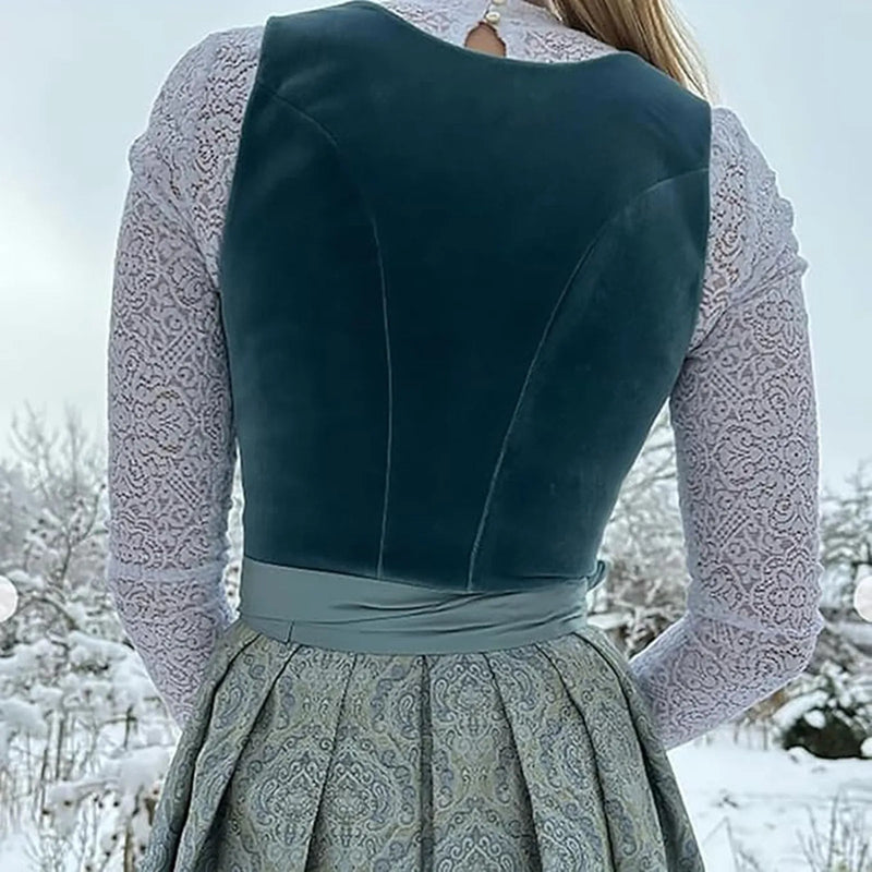 Dirndl mit Samtoptik und Vorderem Reißverschluss