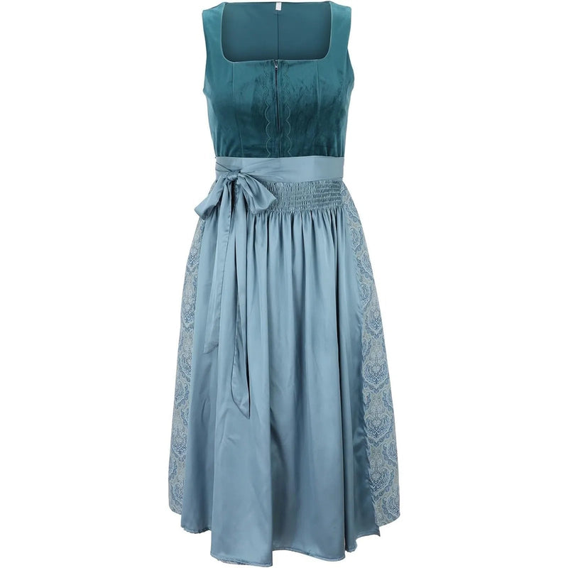 Dirndl mit Samtoptik und Vorderem Reißverschluss