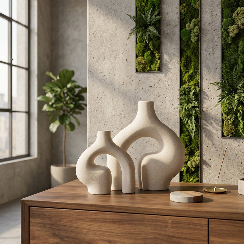 Keramikvase mit Abstrakter Bogenform