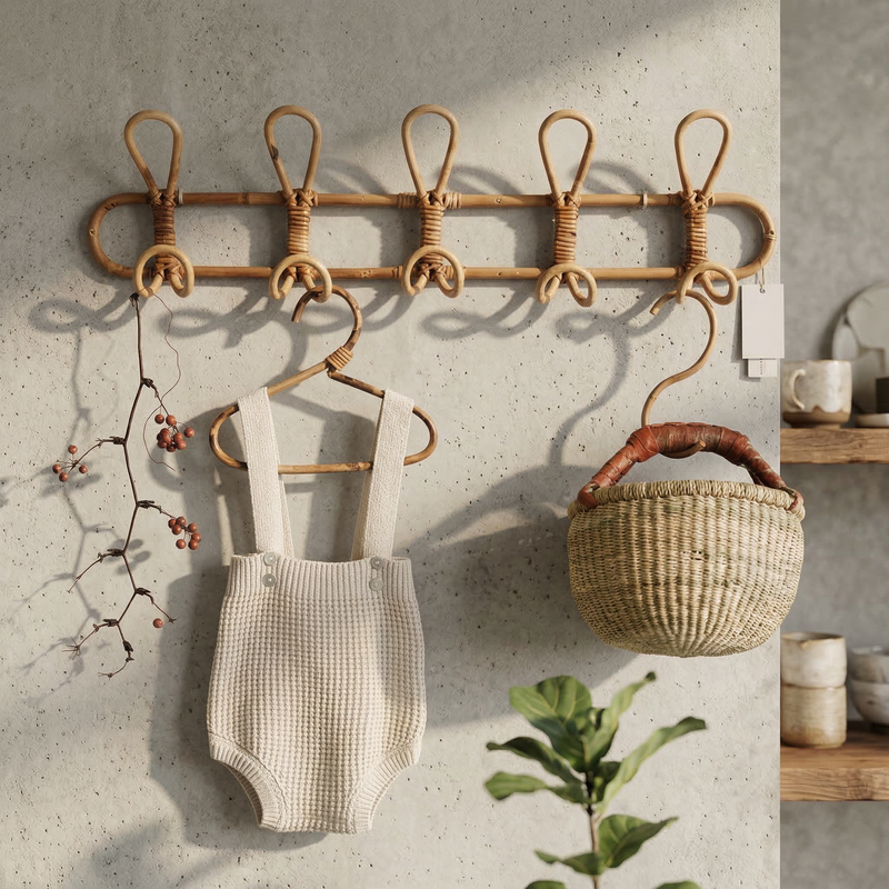 Rattan-Hakenleiste mit Dekorativen Flechtdetails