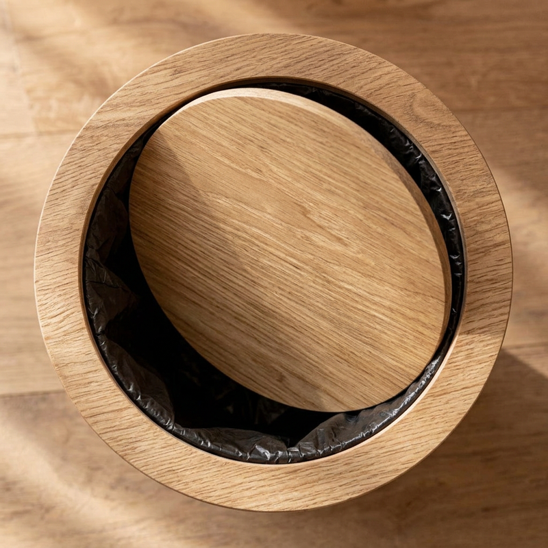 Abfalleimer in Holzoptik mit Kippbarem Deckel nach Auswahl
