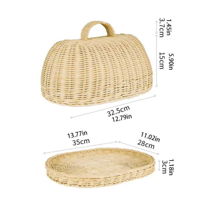 Brotkorb aus Rattan mit Ovaler Abdeckhaube