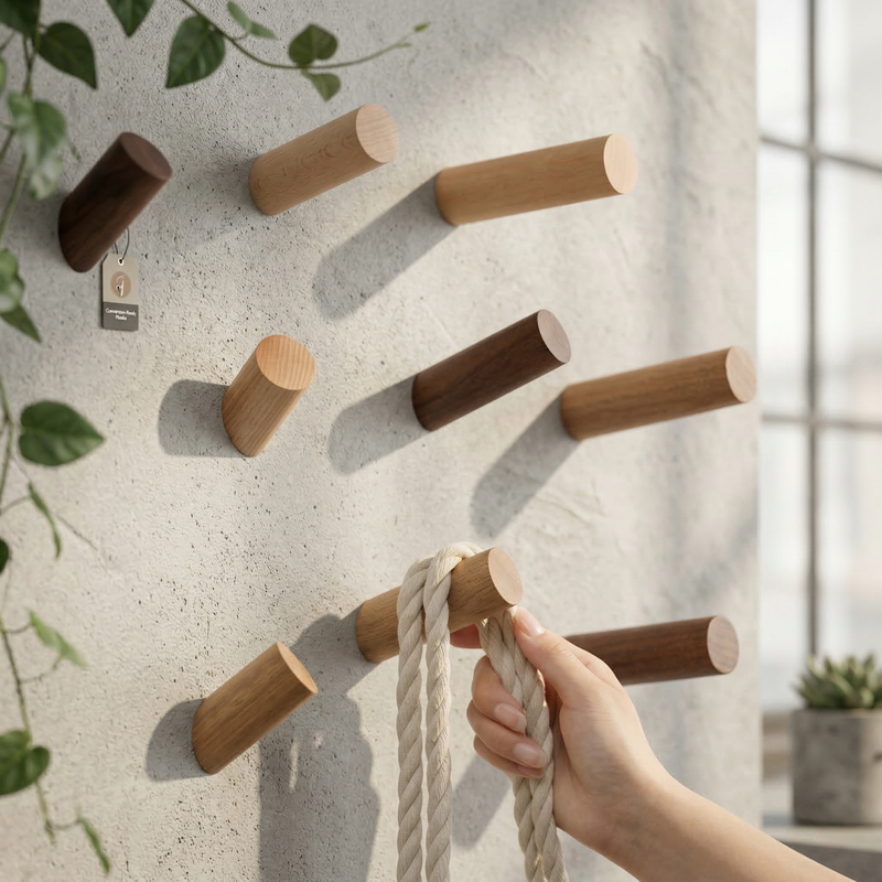 Wandhaken aus Holz in Gerader oder Gewinkelter Form
