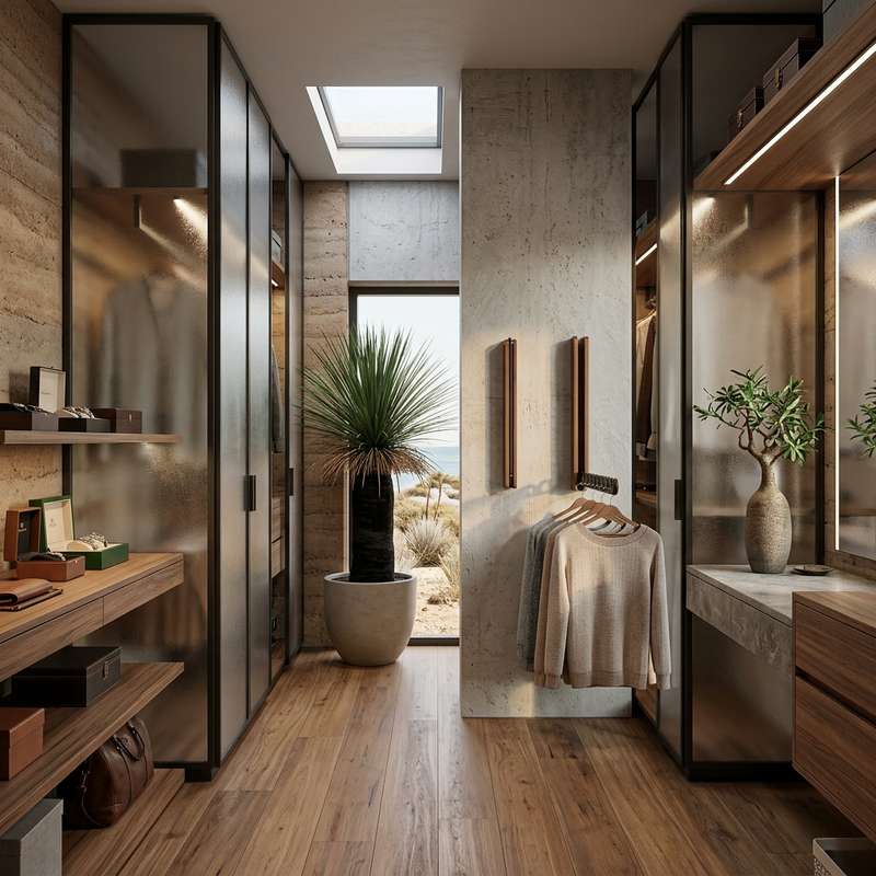 Klappbare Wandgarderobe aus Holz und Metall
