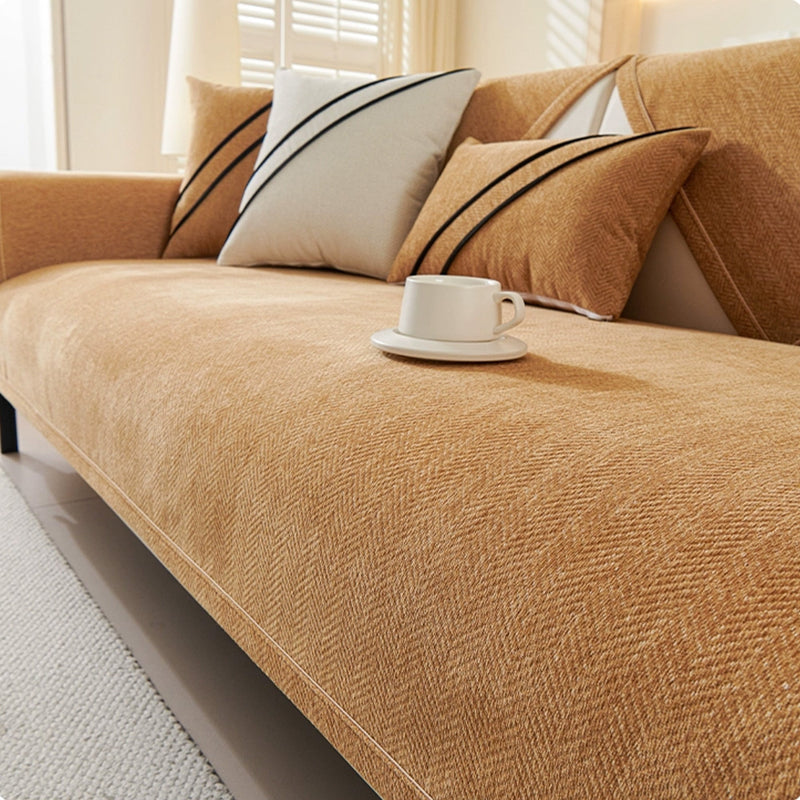 Sofaauflage aus Chenille mit Fischgrätmuster und Rutschhemmung
