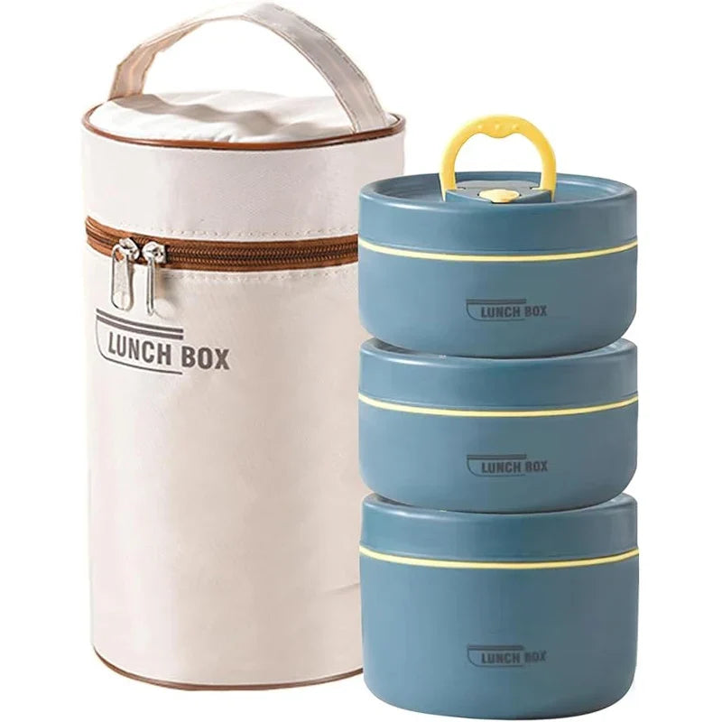 Lunchbox-Set mit Stapelbaren Behältern und Isoliertasche