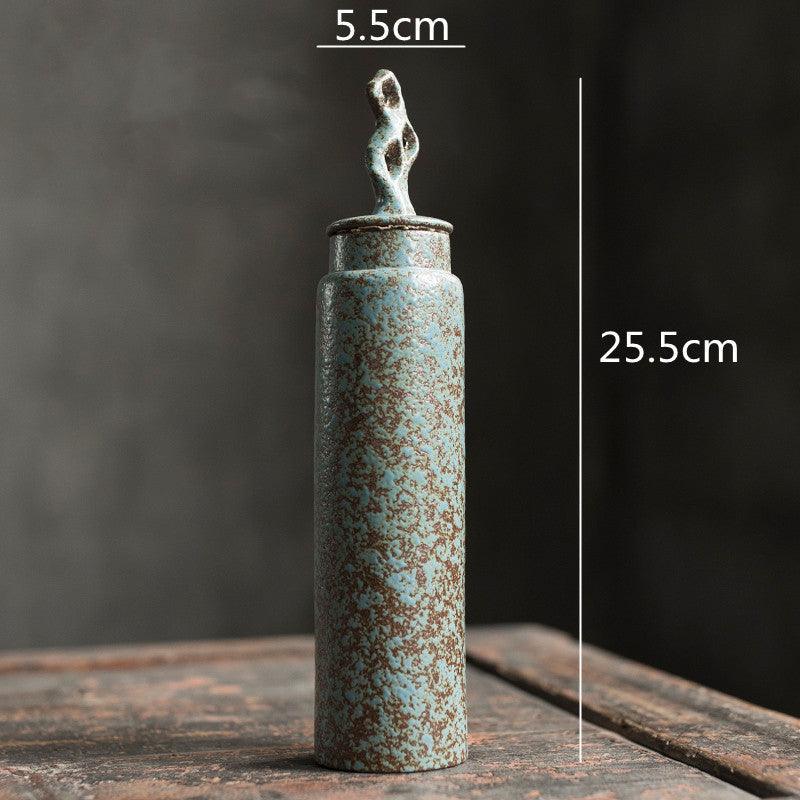 Teedose aus Steinzeug mit Skulpturalem Deckel