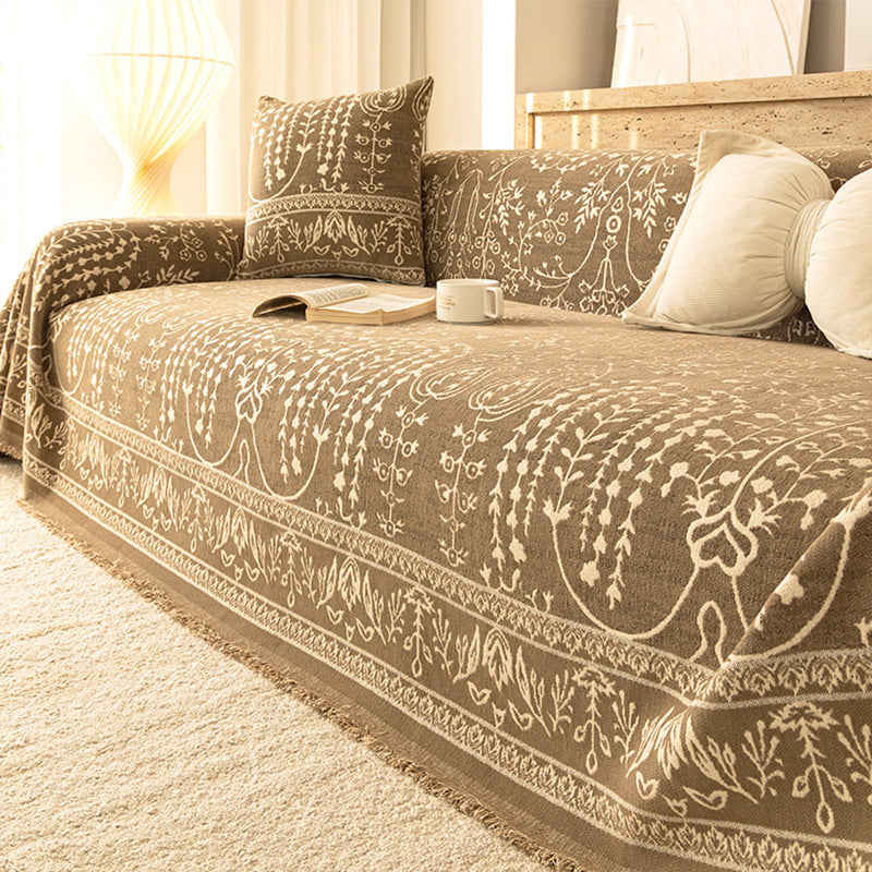 Sofaüberwurf aus Chenille mit Botanischem Jacquard im Vintage-Stil