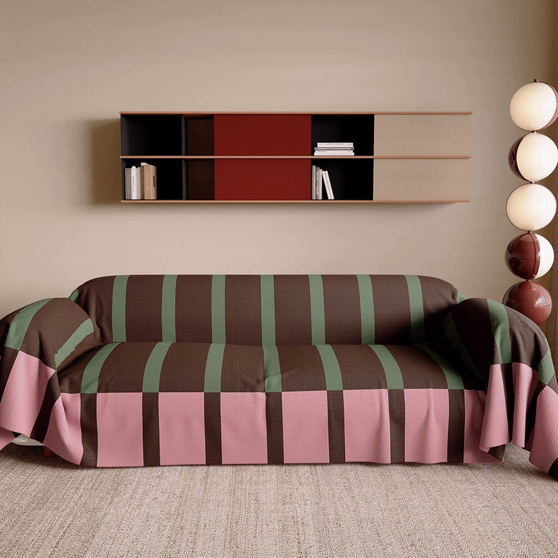 Sofaüberwurf mit Breiten Blockstreifen im Memphis-Stil