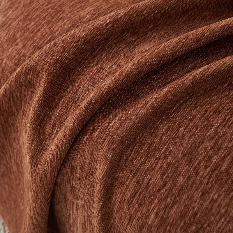 Chenille-Sofaüberwurf mit Fransen in Unifarben