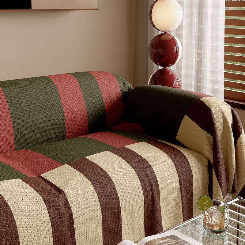 Sofaüberwurf mit Breiten Blockstreifen im Memphis-Stil