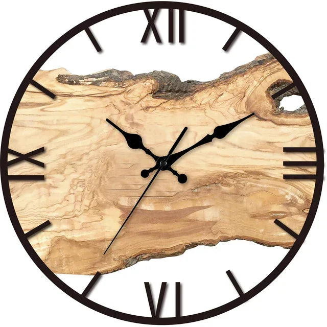 Wanduhr mit Holzoptik und Geräuscharmem Quarzwerk