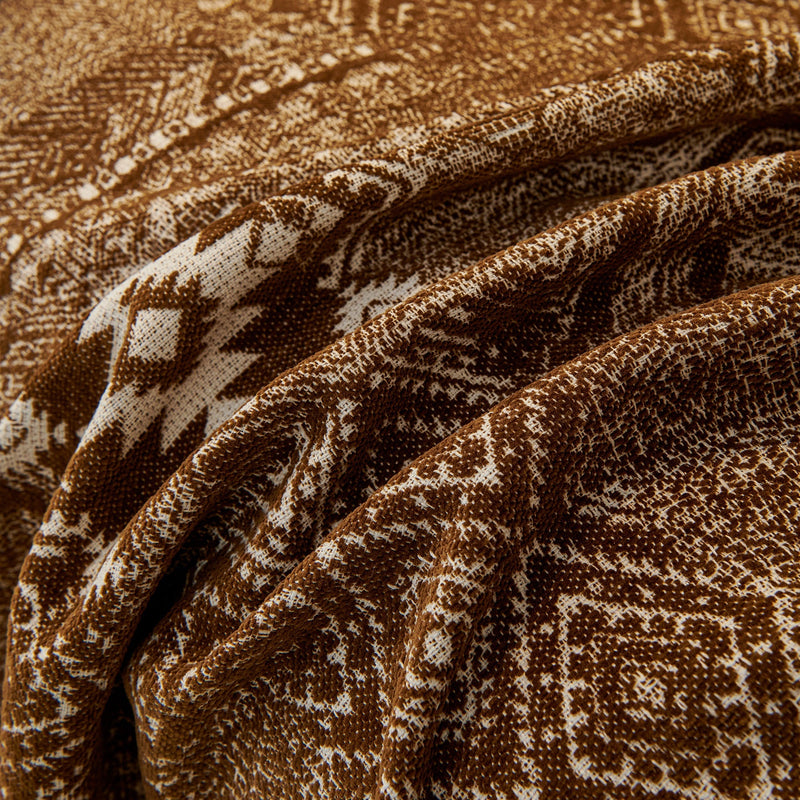 Sofaüberwurf mit Geometrischem Webmuster und Fransen im Boho-Stil