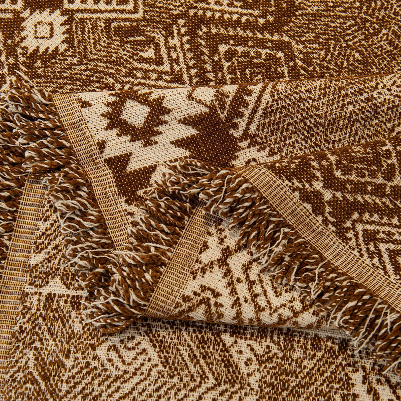 Sofaüberwurf mit Geometrischem Webmuster und Fransen im Boho-Stil