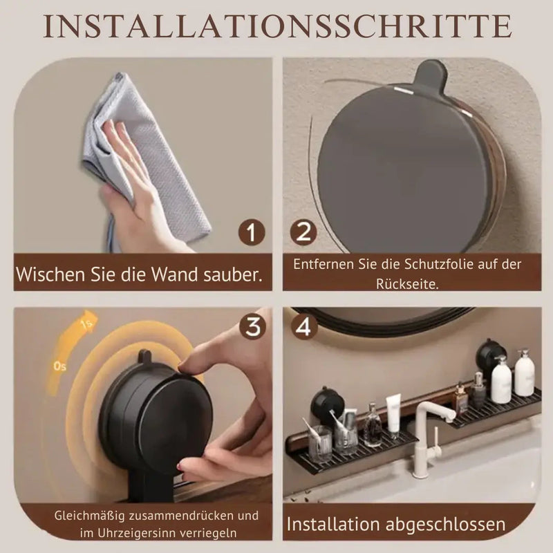 Spülbeckenregal aus Walnussholz und Aluminium mit Saugnäpfen