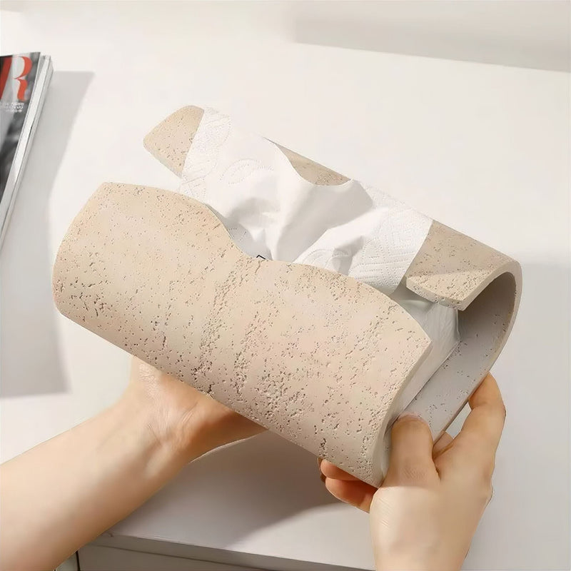 Tissuebox aus Sandstein mit Organisch Gebogener Form