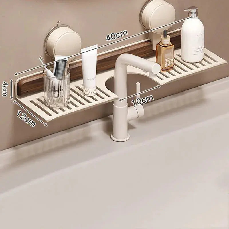 Spülbeckenregal aus Walnussholz und Aluminium mit Saugnäpfen