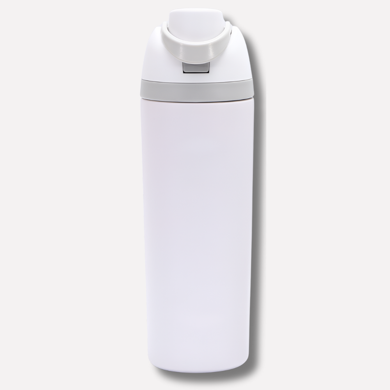 Isolierte Trinkflasche mit integriertem Strohhalm