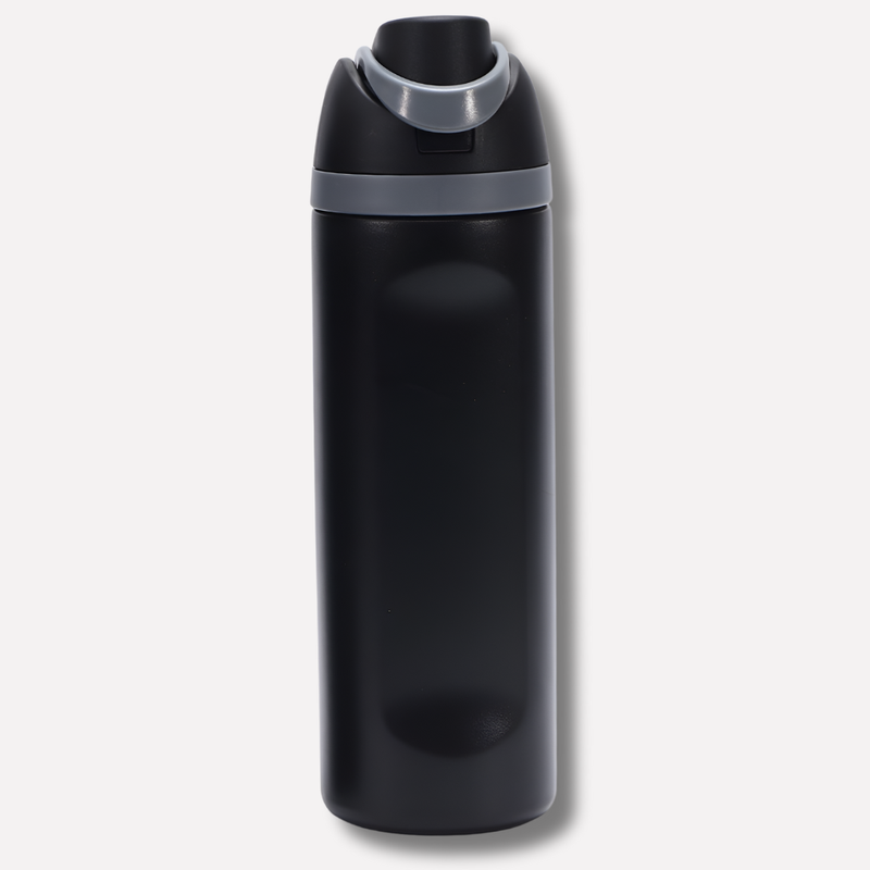 Isolierte Trinkflasche mit integriertem Strohhalm