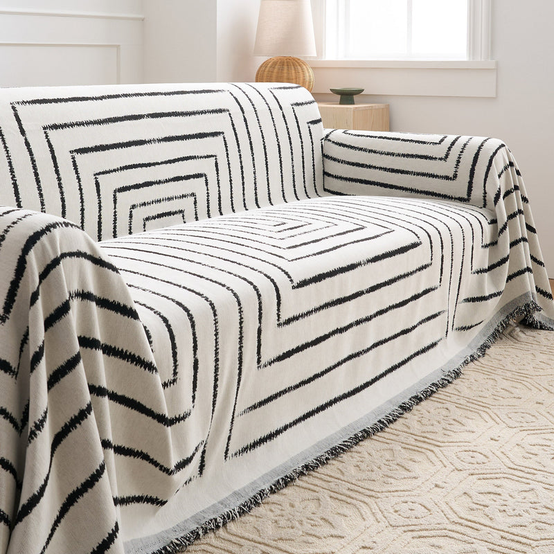 Sofaüberwurf aus Jacquardgewebe mit Klarer Linienführung
