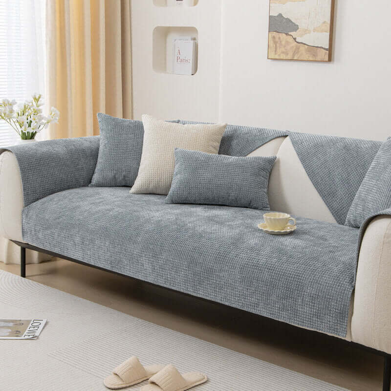 Chenille-Sofabezug mit Streifenstruktur und rutschfester Basis