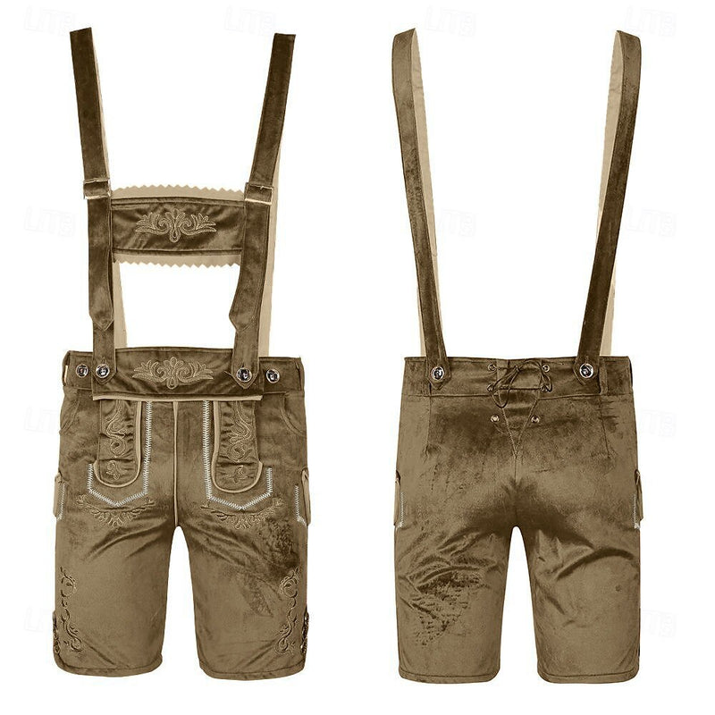 Trachtenshorts für Herren mit Stickerei und Hosenträgern