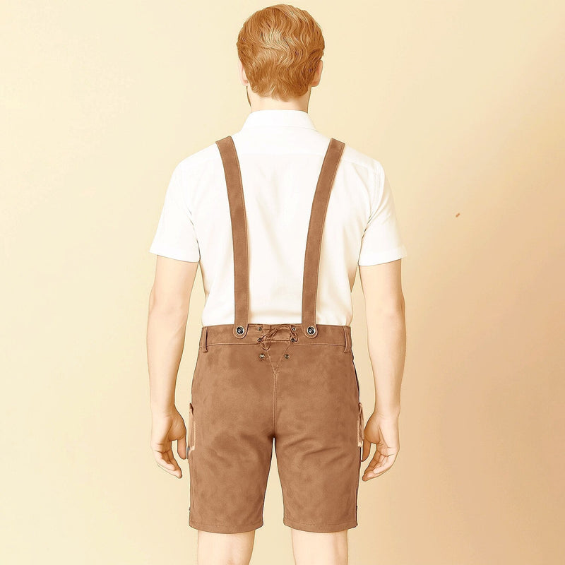 Trachtenshorts für Herren mit Stickerei und Hosenträgern