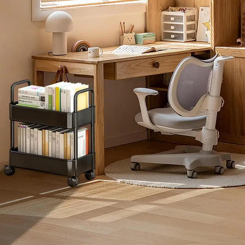 Bücherwagen mit Zwei Ebenen, Rollen und Stiftehalter