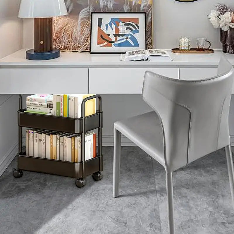Bücherwagen mit Zwei Ebenen, Rollen und Stiftehalter