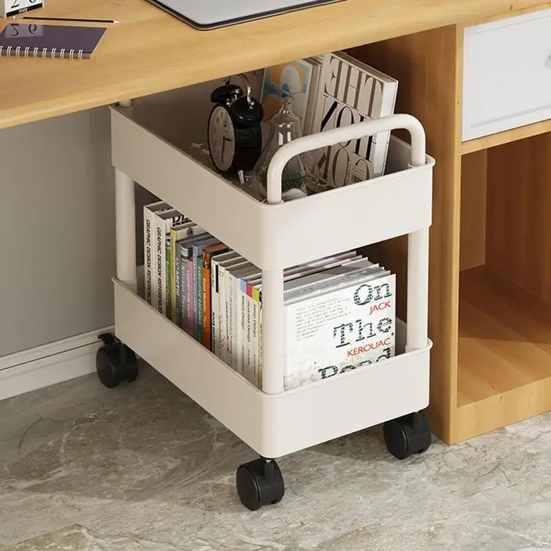 Bücherwagen mit Zwei Ebenen, Rollen und Stiftehalter