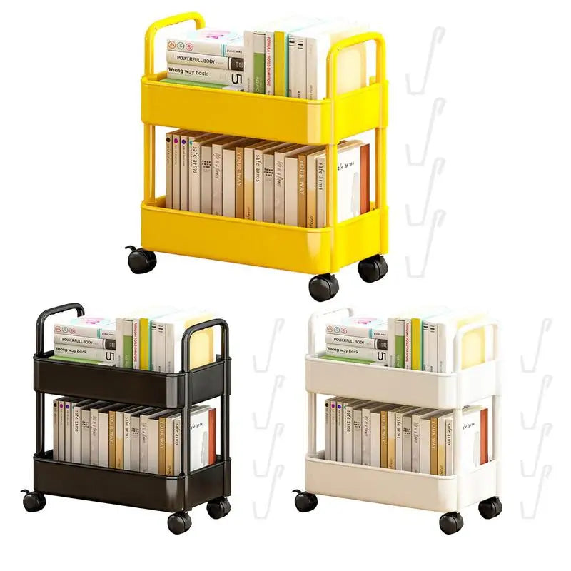 Bücherwagen mit Zwei Ebenen, Rollen und Stiftehalter