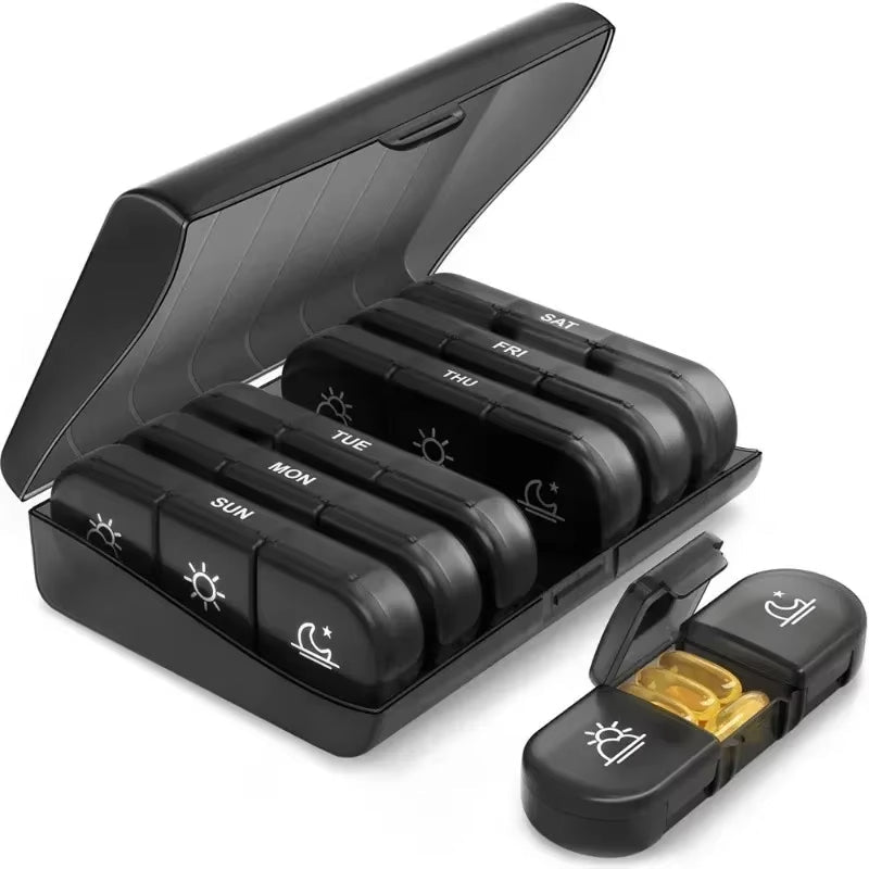 Tablettenbox für 7 Tage mit drei Tagesfächern