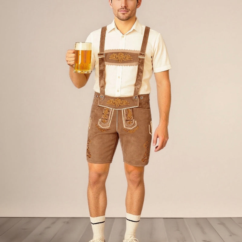Trachtenshorts für Herren mit Stickerei und Hosenträgern