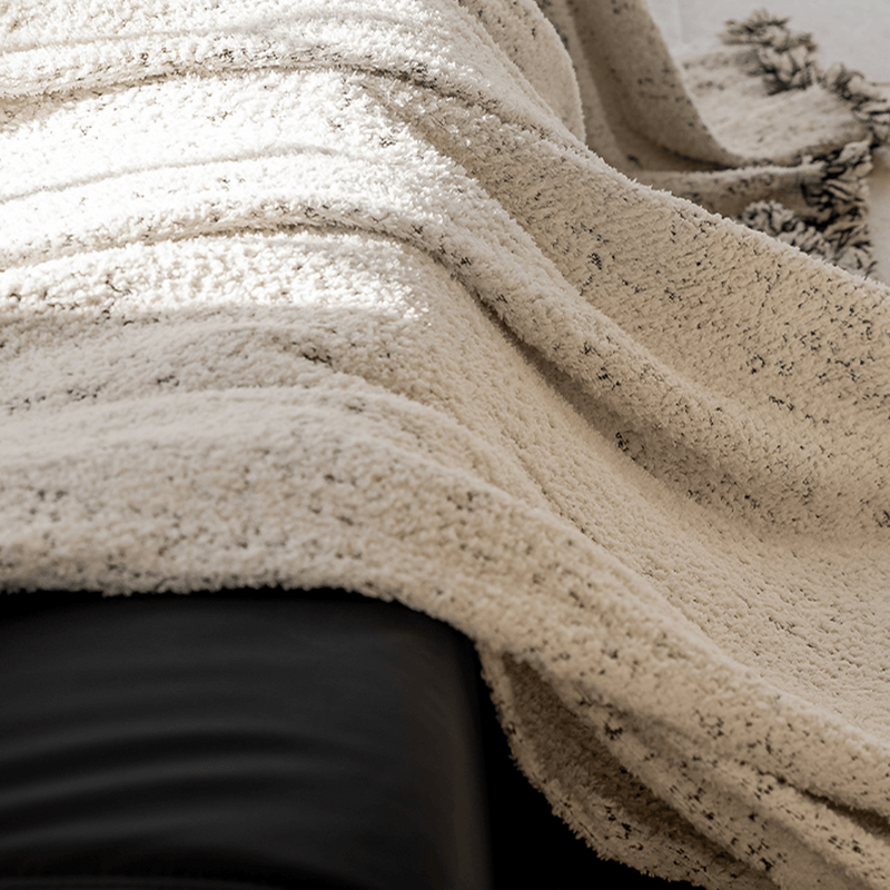 Sofaüberwurf mit Gesprenkelter Struktur und Fransenabschluss