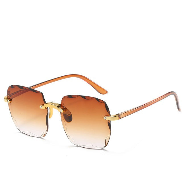 Sonnenbrille mit UV400-Schutz und Randlosen Eckigen Gläsern