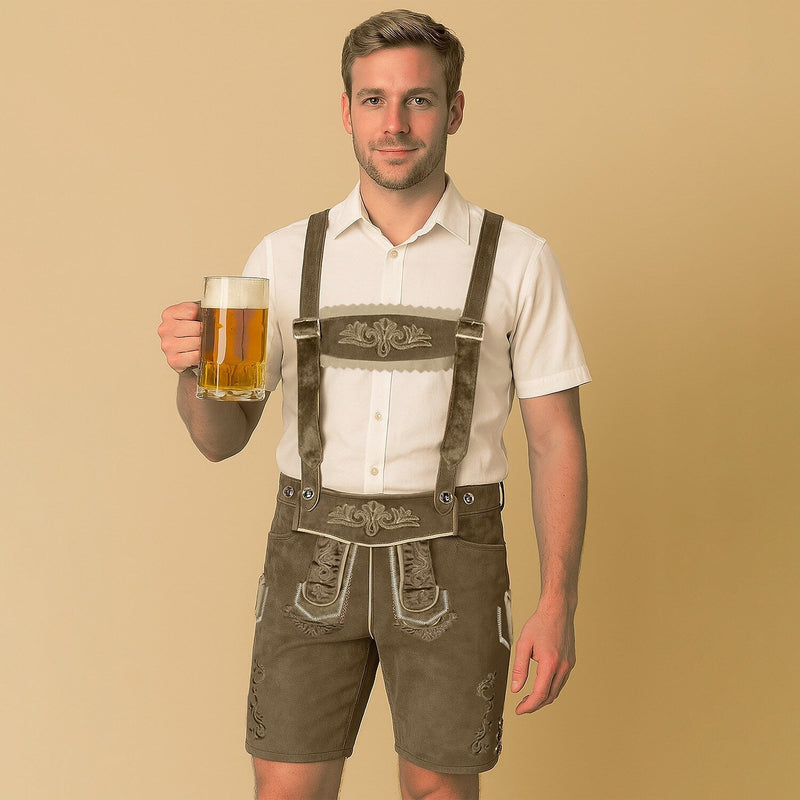 Trachtenshorts für Herren mit Stickerei und Hosenträgern